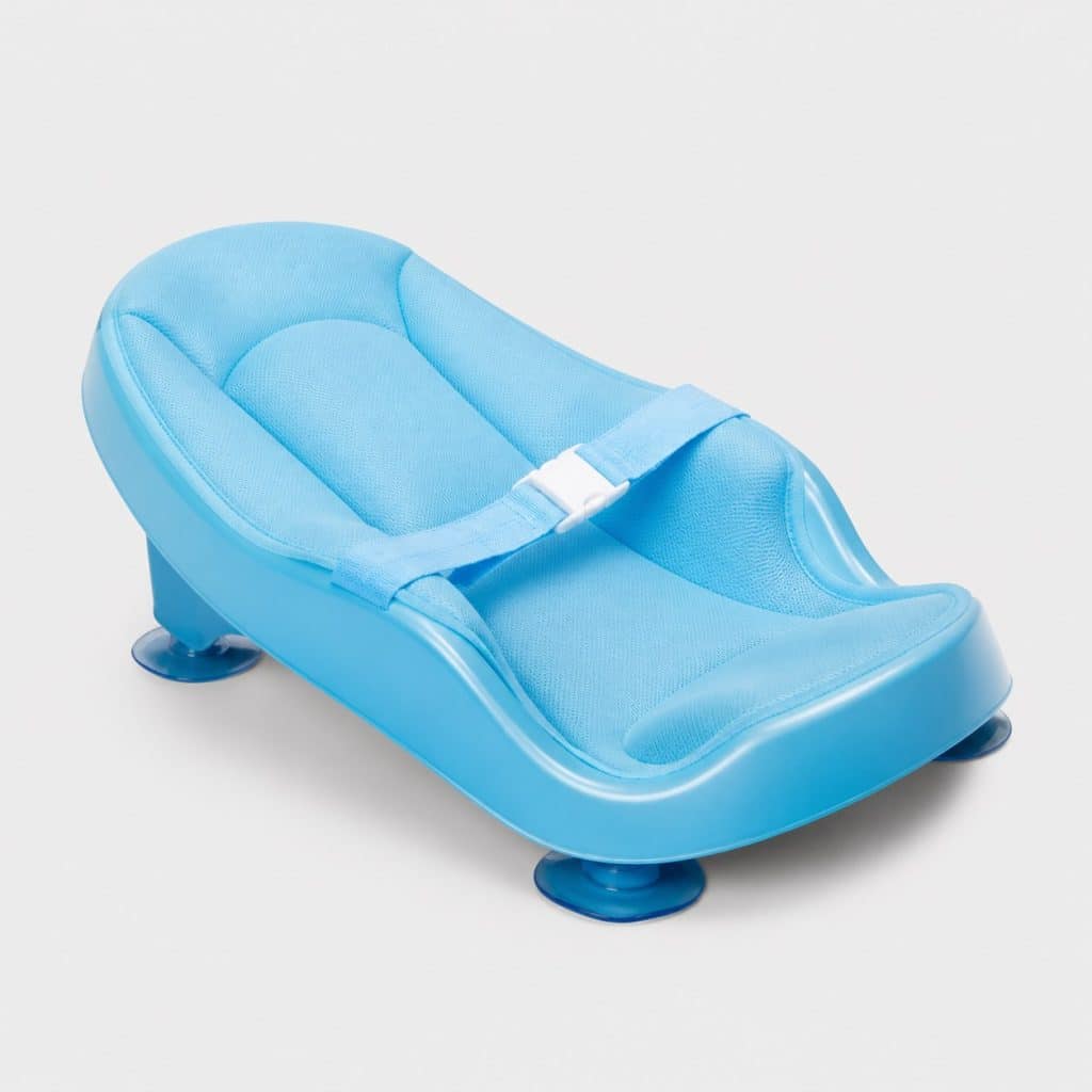 Support de bain ergonomique bleu avec sangle de maintien