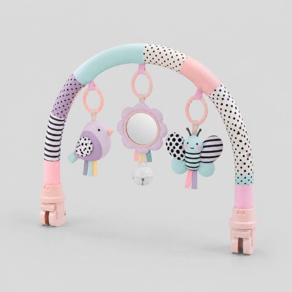 Arche à suspensions pastel avec mini-miroir pour transat bébé