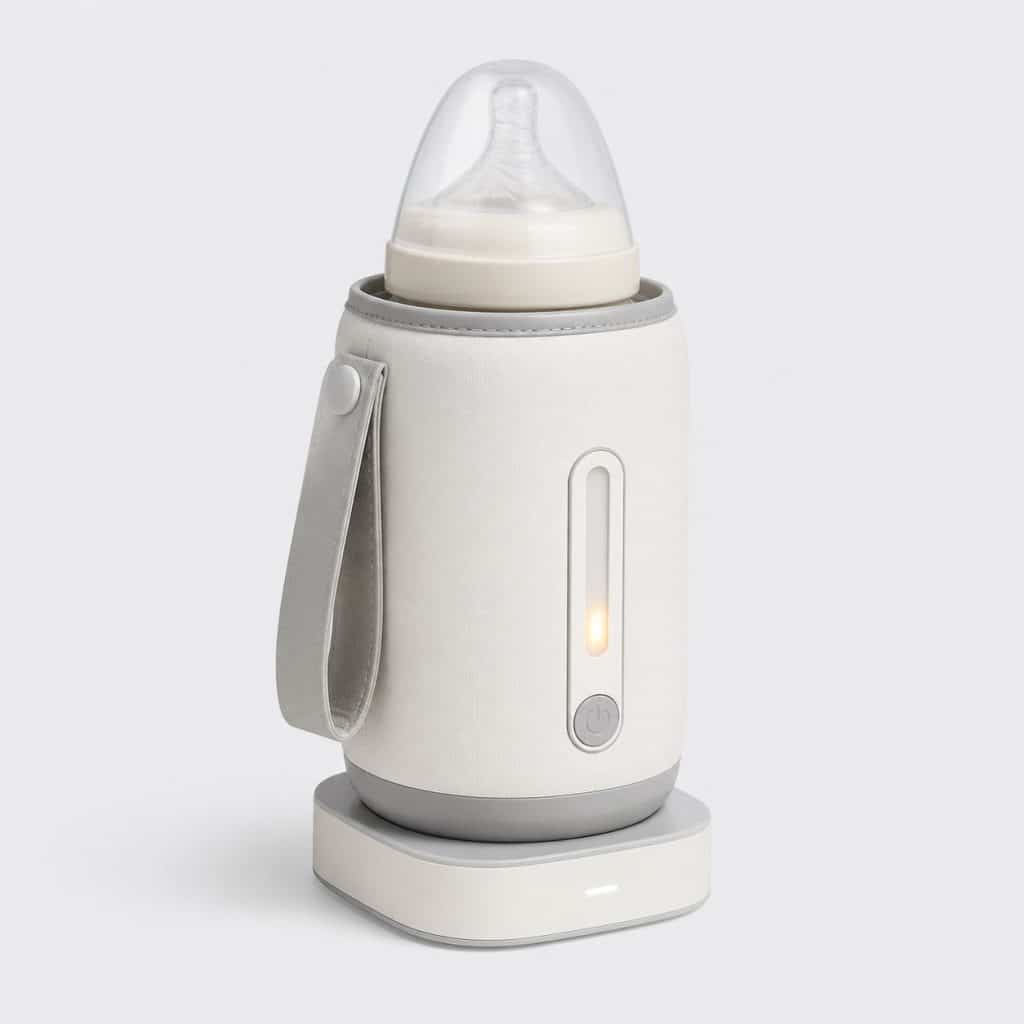 Chauffe-biberon nomade compact avec base de recharge et témoin lumineux