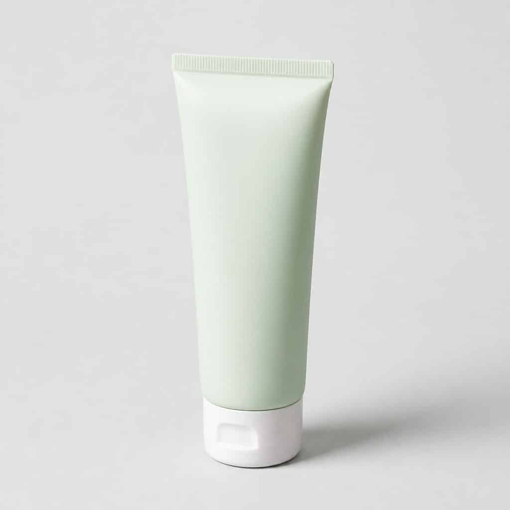 Tube de crème apaisante posé sur fond neutre clair
