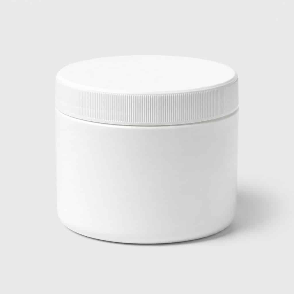 Grand pot de crème émolliente de 250 g sur fond neutre