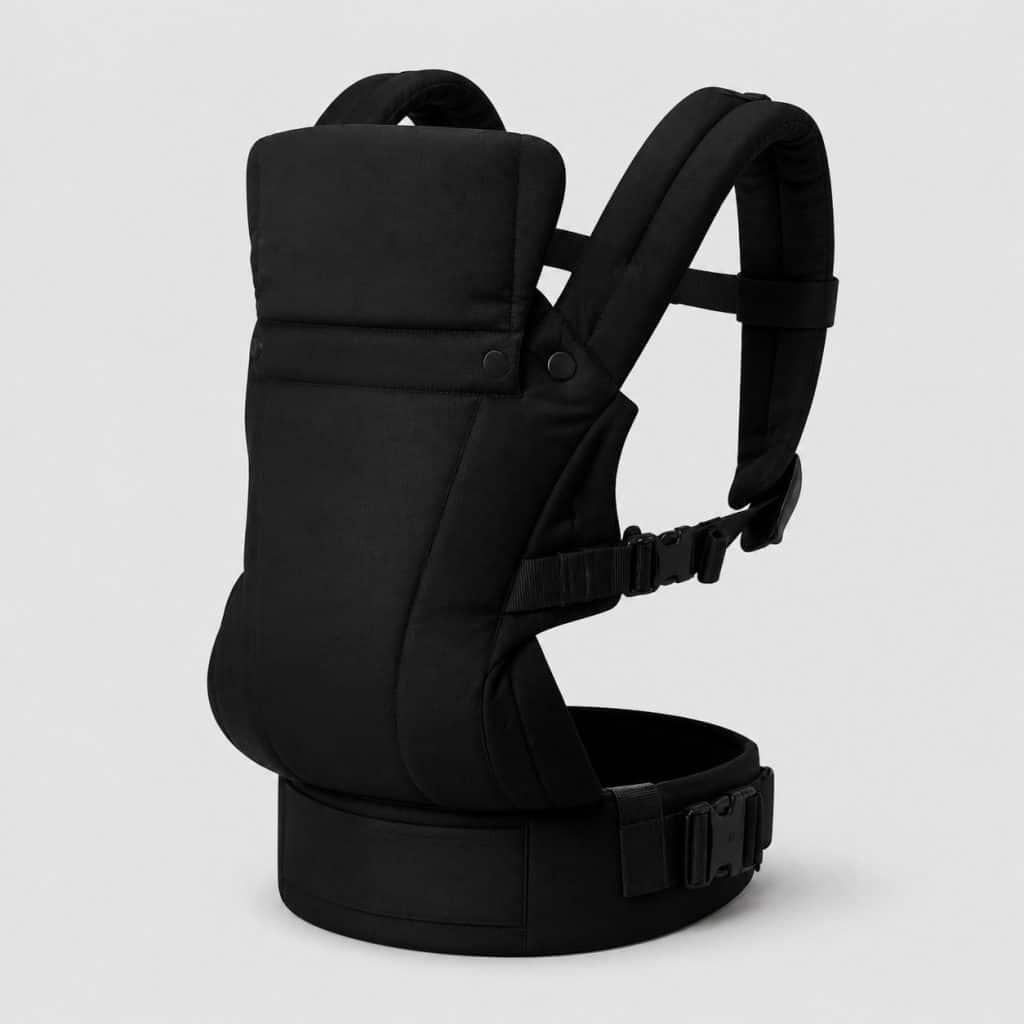 Porte-bébé physiologique structuré noir avec appui-tête relevé