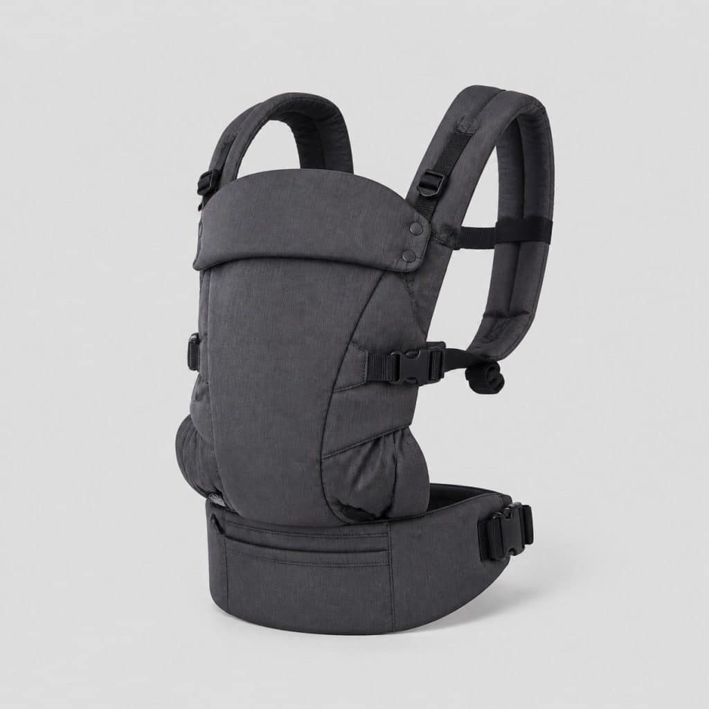 Porte-bébé physiologique gris anthracite posé à plat