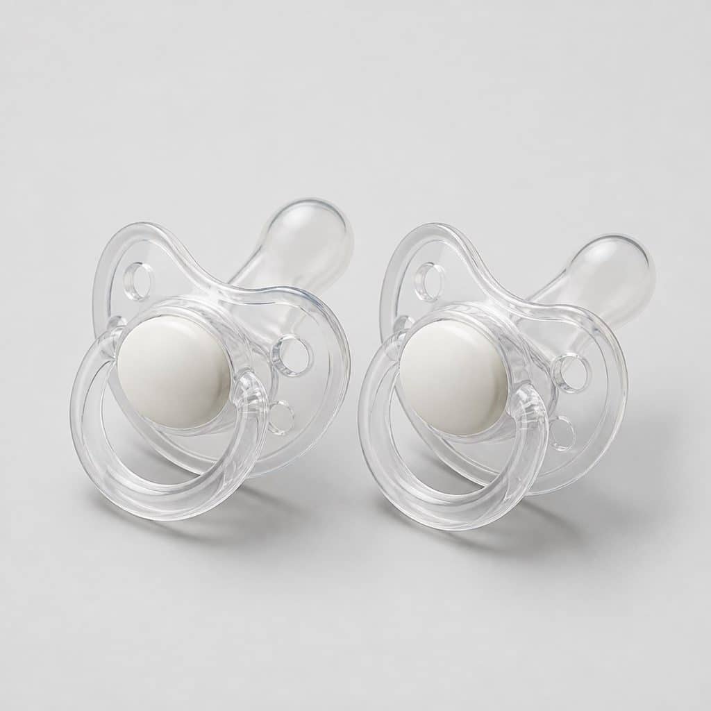 Lot de deux sucettes silicone à plaquette phosphorescente