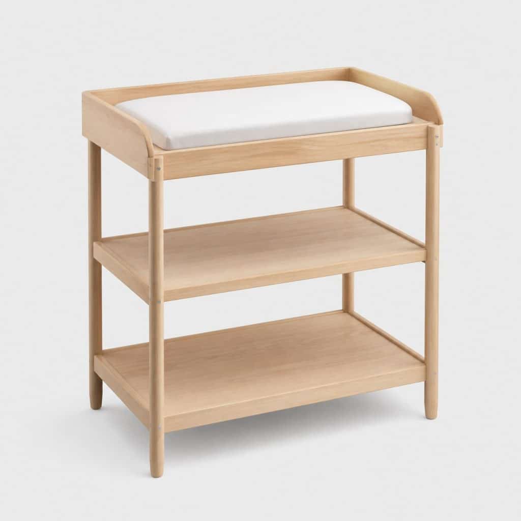Meuble table à langer en bois avec étagères de rangement