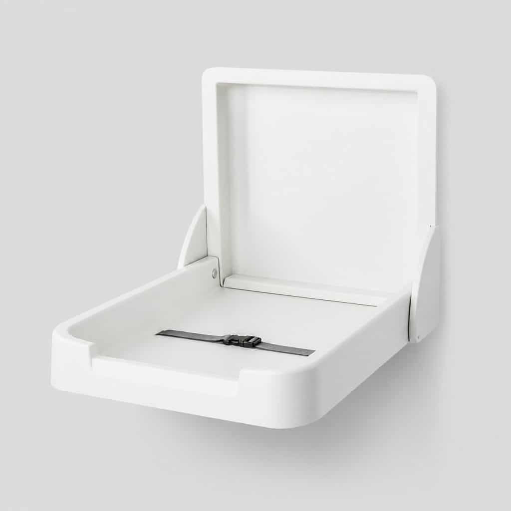 Table à langer murale pliable fixée au mur, dépliée