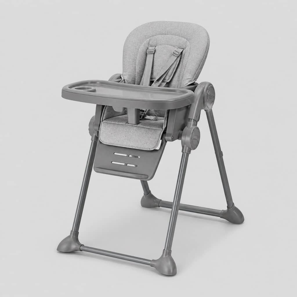 Transat chaise haute évolutif gris chiné avec tablette amovible